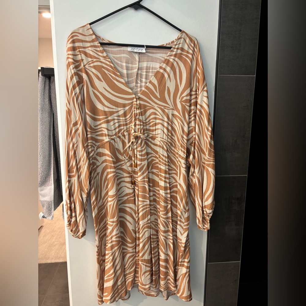 Petal & Pup Brown and Cream Patterned Dress